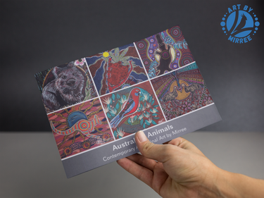 Australian Animal Dreaming Contemporary Aboriginal Art A6 PostCard Single by Mirree